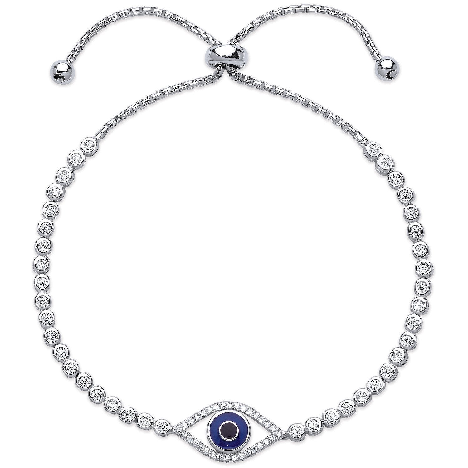 Silver Evil Eye Cubic Zirconia Friendship Bracelet - Fine Bracelet - Certified Authentic – Luxury Jewellery by Imperia
